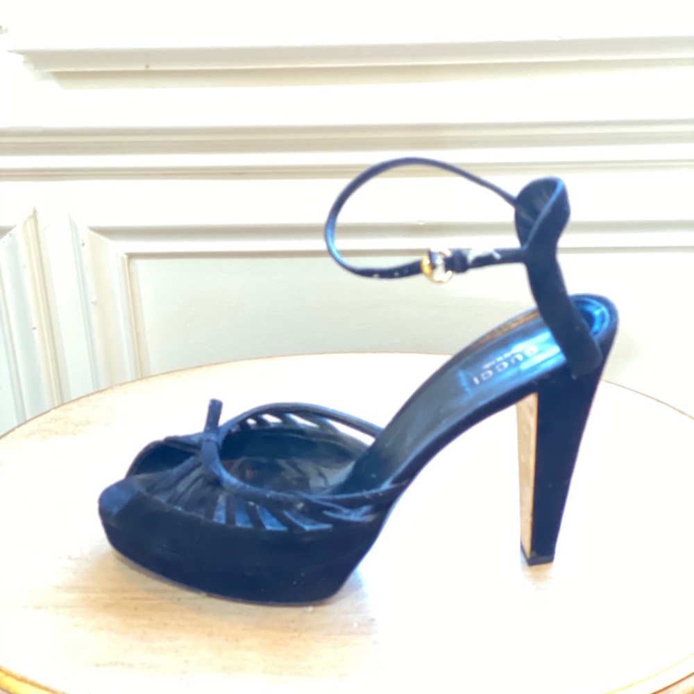 Gucci shoes black heels sandals platform black 10